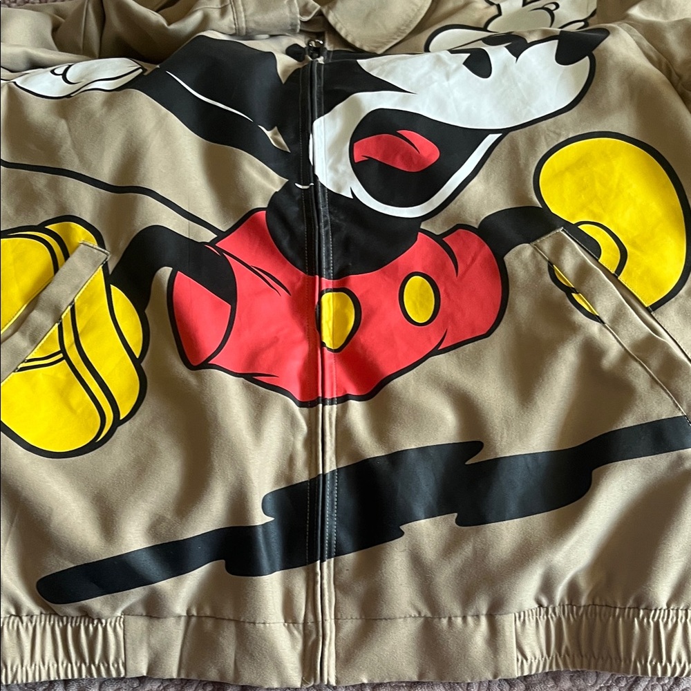 DISNEY Mickey Co Tan / brown Adult / unisex jacket .EUC SZ M medium - Picture 4 of 13